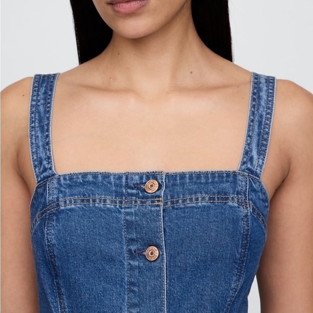 GAP Blue Buttoned Mini Sundress - Picture 4 of 9